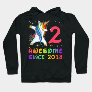 Awesome Since 2018 Birthday Unicorn Dabbing Gift 2 Years Old Hoodie